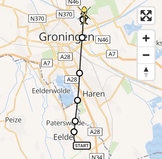 Vlucht Traumahelikopter PH-MAA van Groningen Airport Eelde naar Groningen op zondag 16 juni 2024 18:03