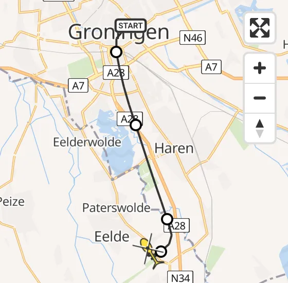 Vlucht Traumahelikopter PH-MAA van Universitair Medisch Centrum Groningen naar Groningen Airport Eelde op zondag 16 juni 2024 19:05