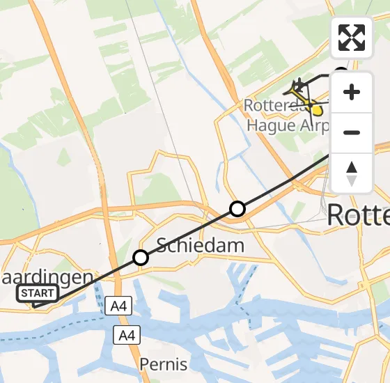 Vlucht Traumahelikopter PH-UMC van Vlaardingen naar Rotterdam The Hague Airport op zondag 16 juni 2024 19:34