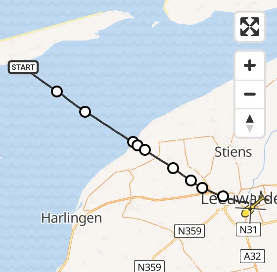 Vlucht Ambulancehelikopter PH-HOW van Formerum naar Leeuwarden op zondag 16 juni 2024 20:25