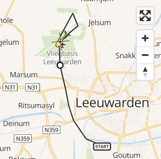 Vlucht Ambulancehelikopter PH-HOW van Leeuwarden naar Vliegbasis Leeuwarden op zondag 16 juni 2024 21:03