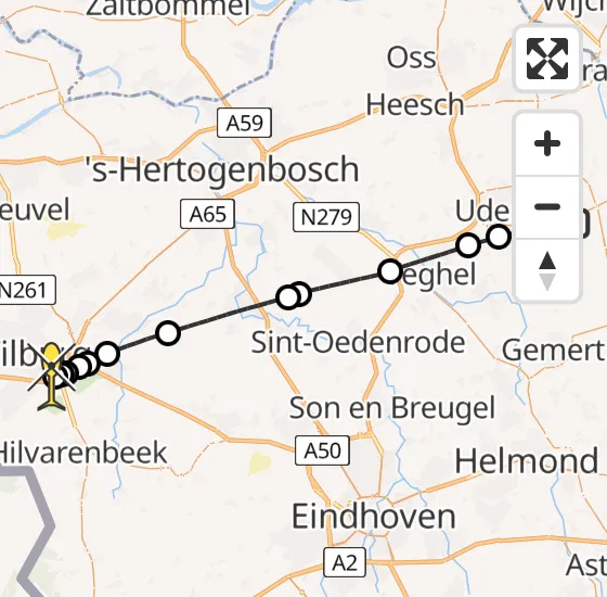 Vlucht Traumahelikopter PH-HVB van Vliegbasis Volkel naar Tilburg op zondag 16 juni 2024 21:06
