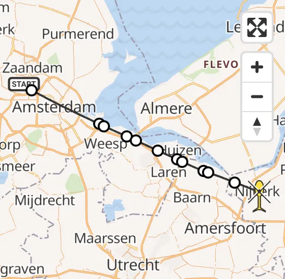 Vlucht Traumahelikopter PH-TTR van Amsterdam Heliport naar Nijkerk op maandag 17 juni 2024 3:36