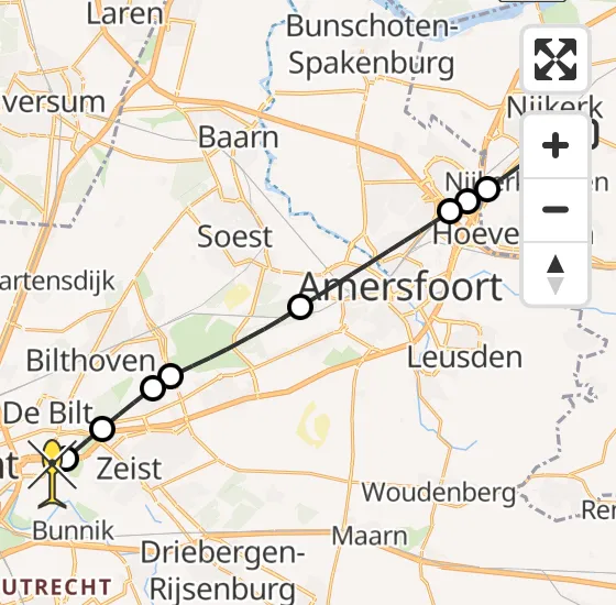 Vlucht Traumahelikopter PH-TTR van Nijkerk naar Universitair Medisch Centrum Utrecht op maandag 17 juni 2024 4:14