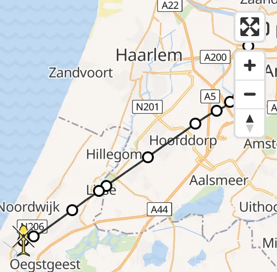 Vlucht Traumahelikopter PH-TTR van Amsterdam Heliport naar Katwijk op maandag 17 juni 2024 6:39