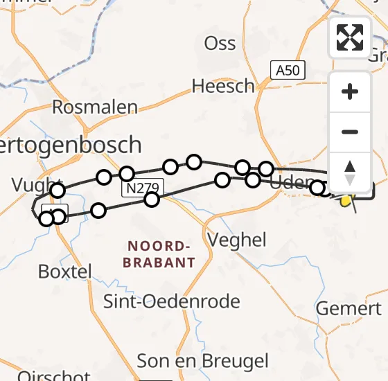 Vlucht Traumahelikopter PH-HVB van Vliegbasis Volkel naar Vliegbasis Volkel op maandag 17 juni 2024 9:43