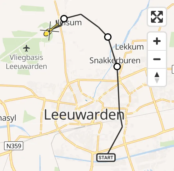 Vlucht Ambulancehelikopter PH-HOW van Leeuwarden naar Vliegbasis Leeuwarden op maandag 17 juni 2024 10:05