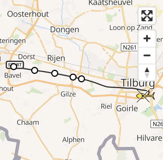 Vlucht Traumahelikopter PH-UMC van Breda naar Tilburg op maandag 17 juni 2024 11:14