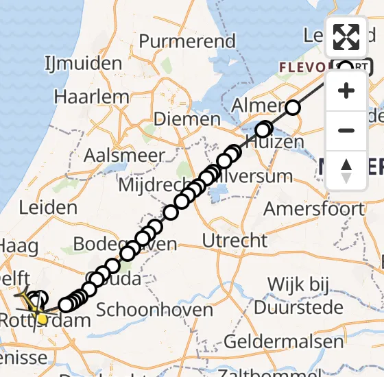 Vlucht Traumahelikopter PH-DOC van Lelystad Airport naar Rotterdam The Hague Airport op maandag 17 juni 2024 12:26