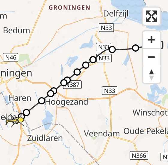 Vlucht Traumahelikopter PH-MAA van Woldendorp naar Groningen Airport Eelde op maandag 17 juni 2024 12:43