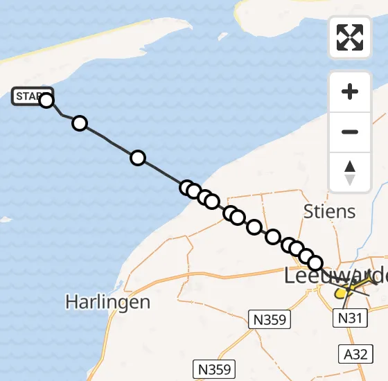 Vlucht Ambulancehelikopter PH-HOW van Striep naar Leeuwarden op maandag 17 juni 2024 16:28