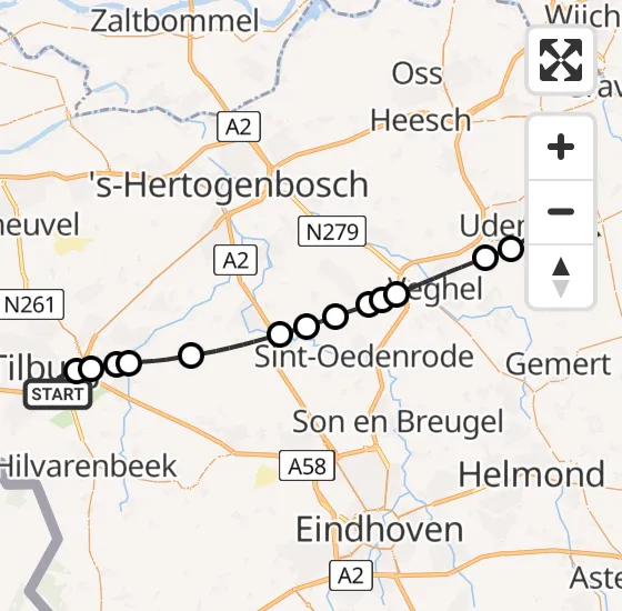 Vlucht Traumahelikopter PH-HVB van Tilburg naar Vliegbasis Volkel op maandag 17 juni 2024 16:59