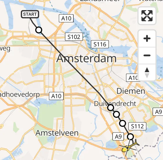 Vlucht Traumahelikopter PH-TTR van Amsterdam Heliport naar Academisch Medisch Centrum (AMC) op maandag 17 juni 2024 18:49