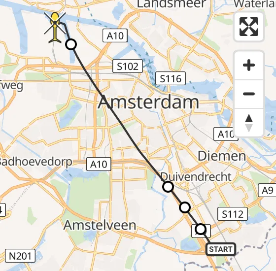 Vlucht Traumahelikopter PH-TTR van Academisch Medisch Centrum (AMC) naar Amsterdam Heliport op maandag 17 juni 2024 19:17