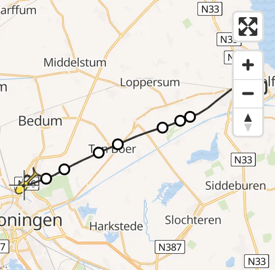 Vlucht Traumahelikopter PH-MAA van Delfzijl naar Groningen op maandag 17 juni 2024 21:01