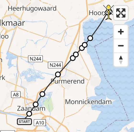 Vlucht Traumahelikopter PH-TTR van Amsterdam Heliport naar Hoorn op dinsdag 18 juni 2024 5:16