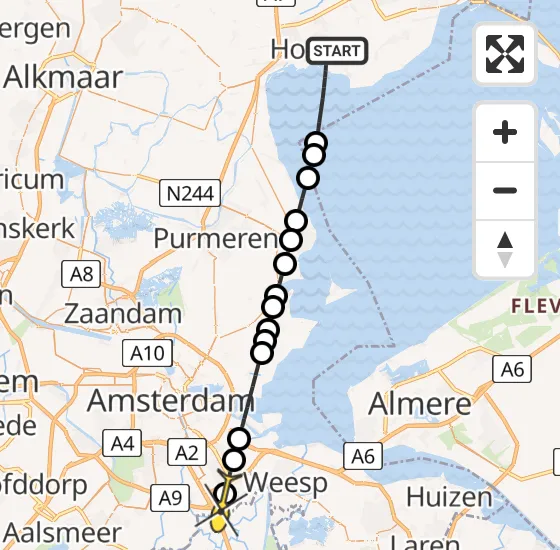 Vlucht Traumahelikopter PH-TTR van Hoorn naar Academisch Medisch Centrum (AMC) op dinsdag 18 juni 2024 6:05