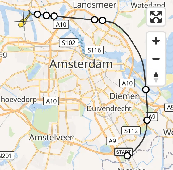 Vlucht Traumahelikopter PH-TTR van Academisch Medisch Centrum (AMC) naar Amsterdam Heliport op dinsdag 18 juni 2024 6:50