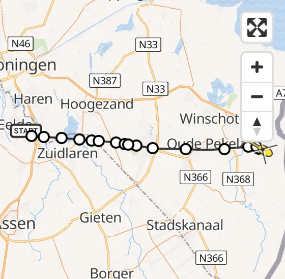 Vlucht Traumahelikopter PH-MAA van Groningen Airport Eelde naar Bellingwolde op dinsdag 18 juni 2024 7:28