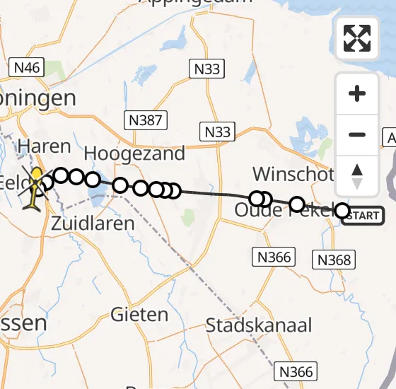 Vlucht Traumahelikopter PH-MAA van Bellingwolde naar Groningen Airport Eelde op dinsdag 18 juni 2024 8:06