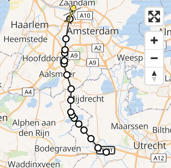 Vlucht Traumahelikopter PH-TTR van Harmelen naar Amsterdam Heliport op dinsdag 18 juni 2024 9:53
