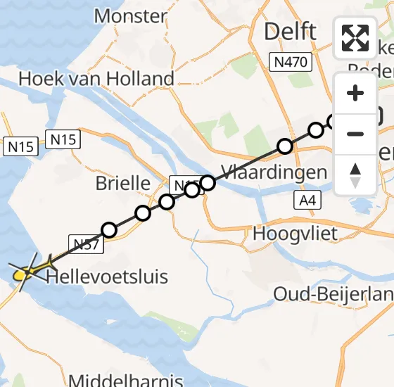 Vlucht Traumahelikopter PH-DOC van Rotterdam The Hague Airport naar Hellevoetsluis op dinsdag 18 juni 2024 10:30