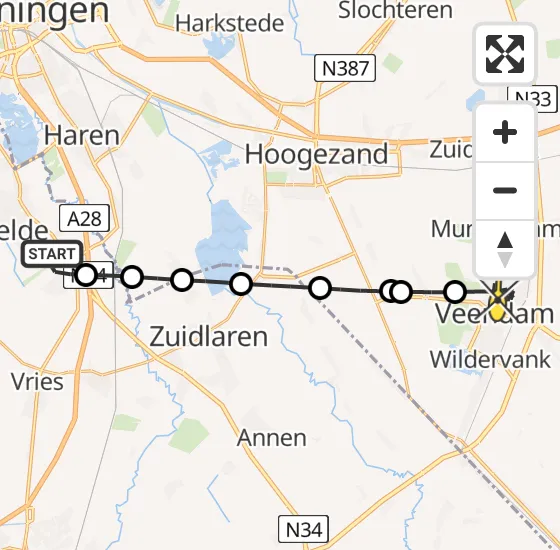Vlucht Traumahelikopter PH-MAA van Groningen Airport Eelde naar Veendam op dinsdag 18 juni 2024 11:12