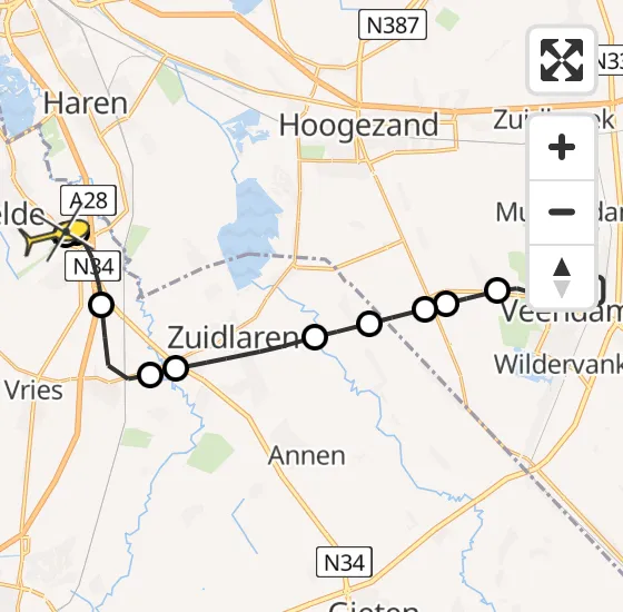 Vlucht Traumahelikopter PH-MAA van Veendam naar Groningen Airport Eelde op dinsdag 18 juni 2024 11:39