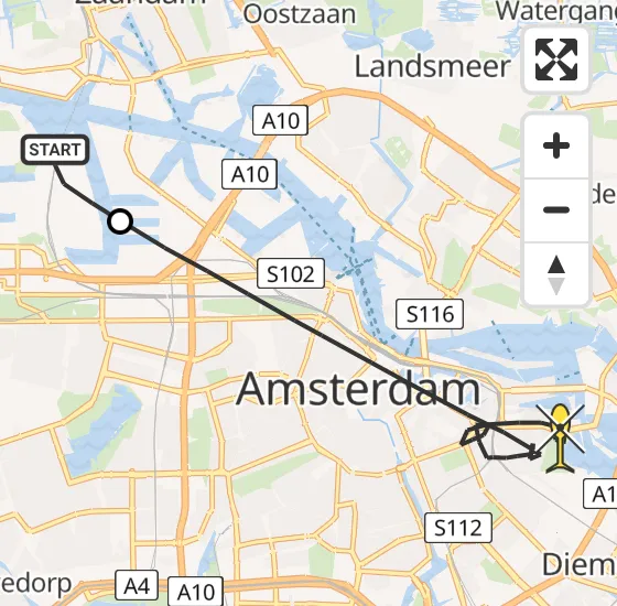 Vlucht Traumahelikopter PH-TTR van Amsterdam Heliport naar Amsterdam op dinsdag 18 juni 2024 13:20