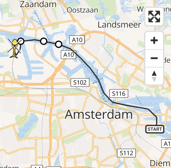Vlucht Traumahelikopter PH-TTR van Amsterdam naar Amsterdam Heliport op dinsdag 18 juni 2024 13:46