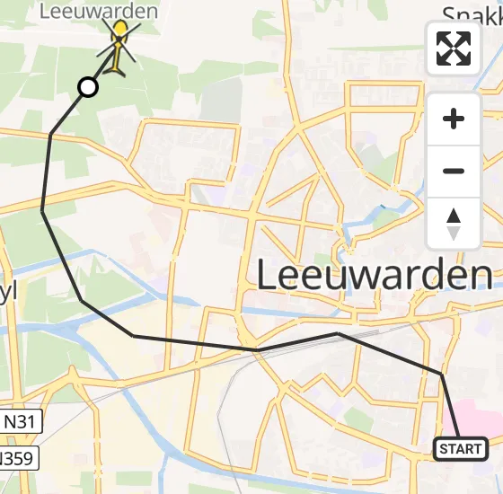 Vlucht Ambulancehelikopter PH-HOW van Leeuwarden naar Vliegbasis Leeuwarden op dinsdag 18 juni 2024 14:28