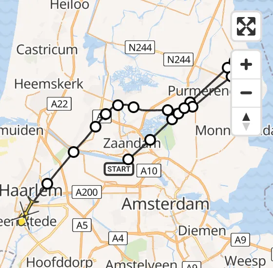 Vlucht Traumahelikopter PH-TTR van Amsterdam Heliport naar Haarlem op dinsdag 18 juni 2024 14:54