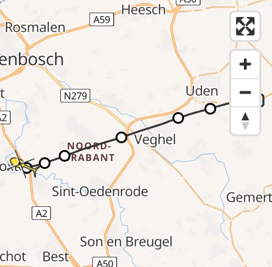 Vlucht Traumahelikopter PH-HVB van Vliegbasis Volkel naar Boxtel op dinsdag 18 juni 2024 15:32