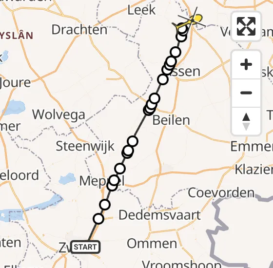 Vlucht Traumahelikopter PH-MAA van Zwolle naar Groningen Airport Eelde op dinsdag 18 juni 2024 16:09