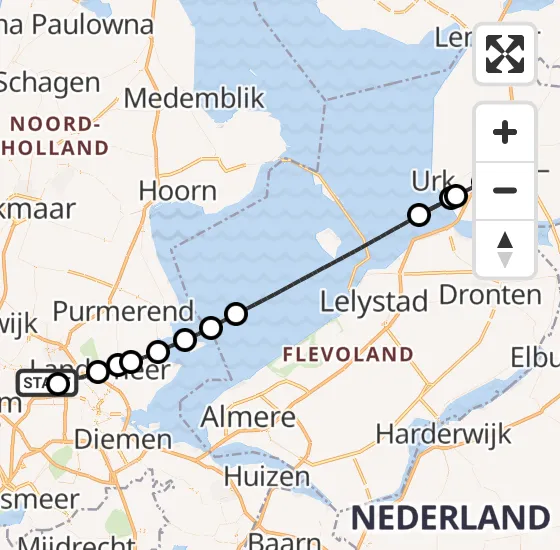 Vlucht Traumahelikopter PH-TTR van Amsterdam Heliport naar Emmeloord op dinsdag 18 juni 2024 16:55
