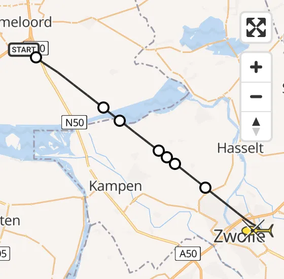 Vlucht Traumahelikopter PH-TTR van Emmeloord naar Zwolle op dinsdag 18 juni 2024 17:46