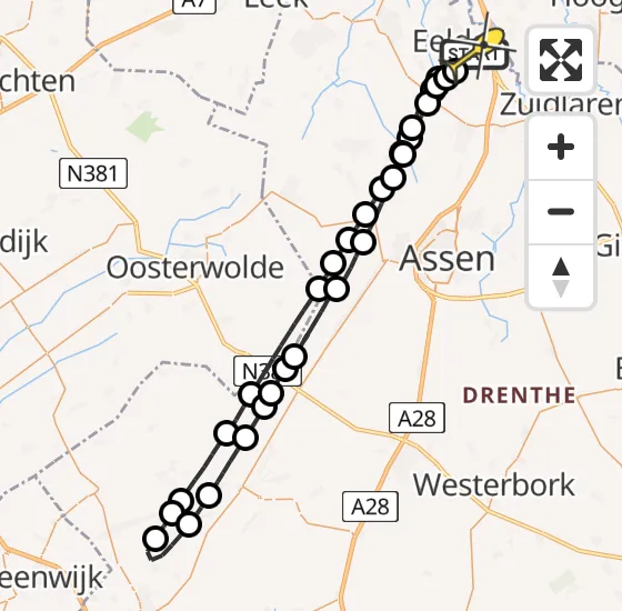 Vlucht Traumahelikopter PH-MAA van Groningen Airport Eelde naar Groningen Airport Eelde op dinsdag 18 juni 2024 20:01