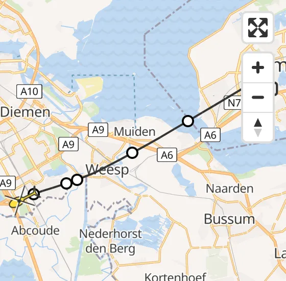 Vlucht Traumahelikopter PH-TTR van Almere naar Academisch Medisch Centrum (AMC) op dinsdag 18 juni 2024 21:21