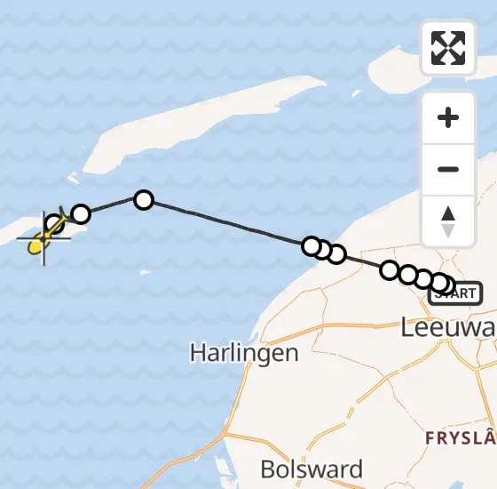 Vlucht Ambulancehelikopter PH-HOW van Vliegbasis Leeuwarden naar Vlieland Heliport op dinsdag 18 juni 2024 19:48