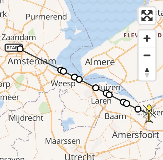 Vlucht Traumahelikopter PH-TTR van Amsterdam Heliport naar Nijkerk op woensdag 19 juni 2024 17:33