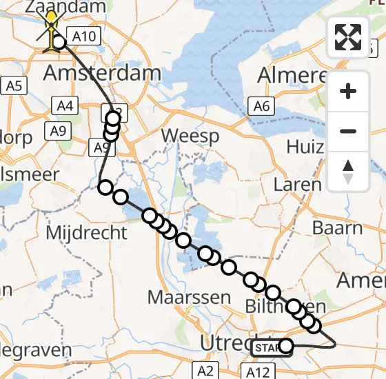 Vlucht Traumahelikopter PH-TTR van Universitair Medisch Centrum Utrecht naar Amsterdam Heliport op woensdag 19 juni 2024 18:36