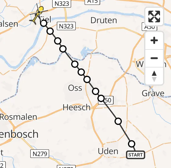 Vlucht Traumahelikopter PH-HVB van Vliegbasis Volkel naar Tiel op woensdag 19 juni 2024 18:49