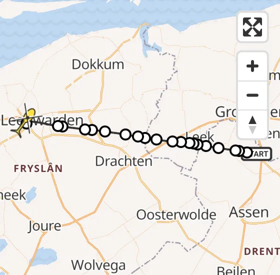 Vlucht Traumahelikopter PH-MAA van Groningen Airport Eelde naar Deinum op donderdag 20 juni 2024 14:49