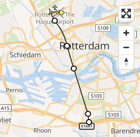 Vlucht Traumahelikopter PH-UMC van Rhoon naar Rotterdam The Hague Airport op donderdag 20 juni 2024 17:43