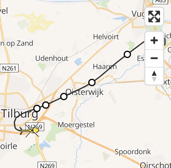 Vlucht Traumahelikopter PH-HVB van Esch naar Tilburg op donderdag 20 juni 2024 22:42