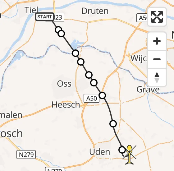 Vlucht Traumahelikopter PH-HVB van Wamel naar Vliegbasis Volkel op vrijdag 21 juni 2024 0:02