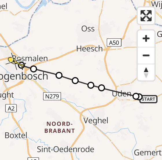 Vlucht Traumahelikopter PH-HVB van Vliegbasis Volkel naar 's-Hertogenbosch op vrijdag 21 juni 2024 3:10