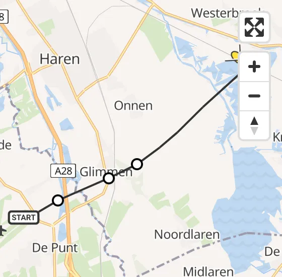 Vlucht Traumahelikopter PH-MAA van Groningen Airport Eelde naar Westerbroek op vrijdag 21 juni 2024 15:56