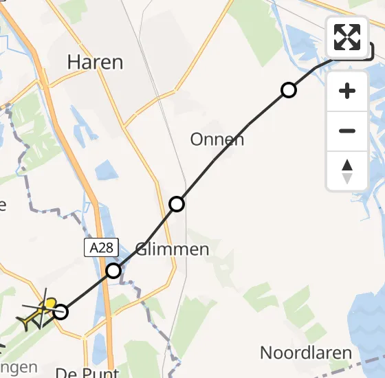 Vlucht Traumahelikopter PH-MAA van Westerbroek naar Groningen Airport Eelde op vrijdag 21 juni 2024 16:16