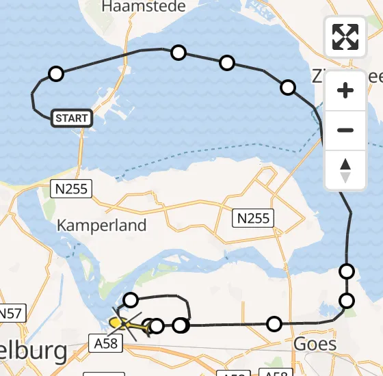 Vlucht Kustwachthelikopter PH-NCG van Vrouwenpolder naar Vliegveld Midden-Zeeland op zaterdag 22 juni 2024 10:50